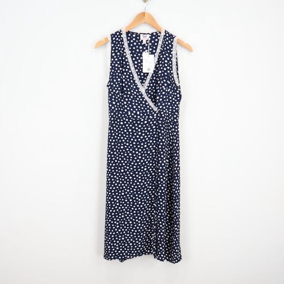 Rouje x J.Crew Rencard Navy Polka Dot Wrap Dress Size 4 NWT - Picture 2 of 10